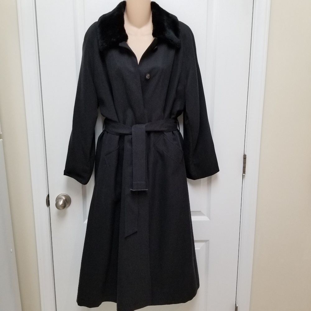 Timeless VTG Classic Style Black Trench Rain Coat